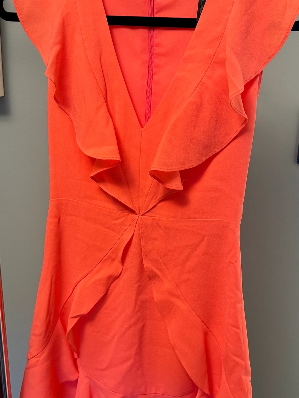BCBGMaxAzria Coral Ruffle V-Neck Dress